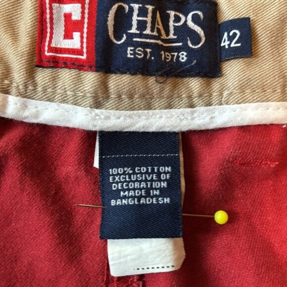 Chaps Mens Red Flat Front Shorts Size 42 - Picture 3 of 12